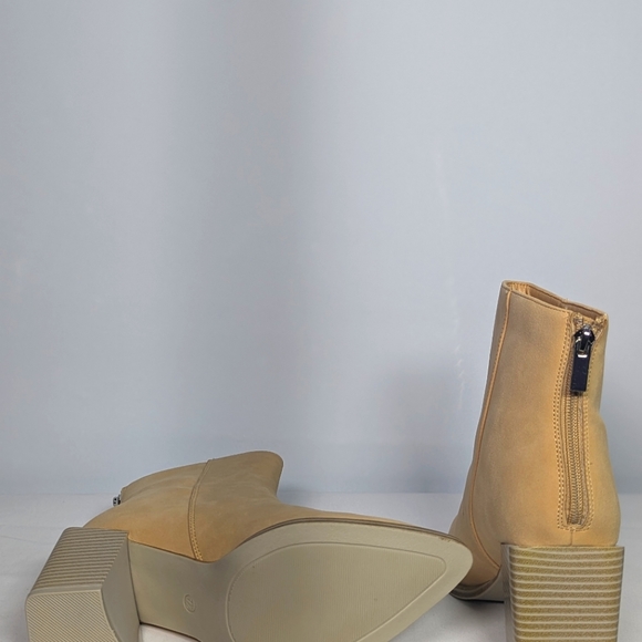 NEW Coutgo Women Chunky Block Pointy Toe Ankle Boots Back Zipper Sz 7.5 tan - Picture 4 of 4